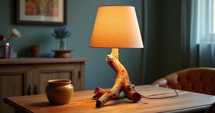 fabriquer une lampe avec une branche de bois