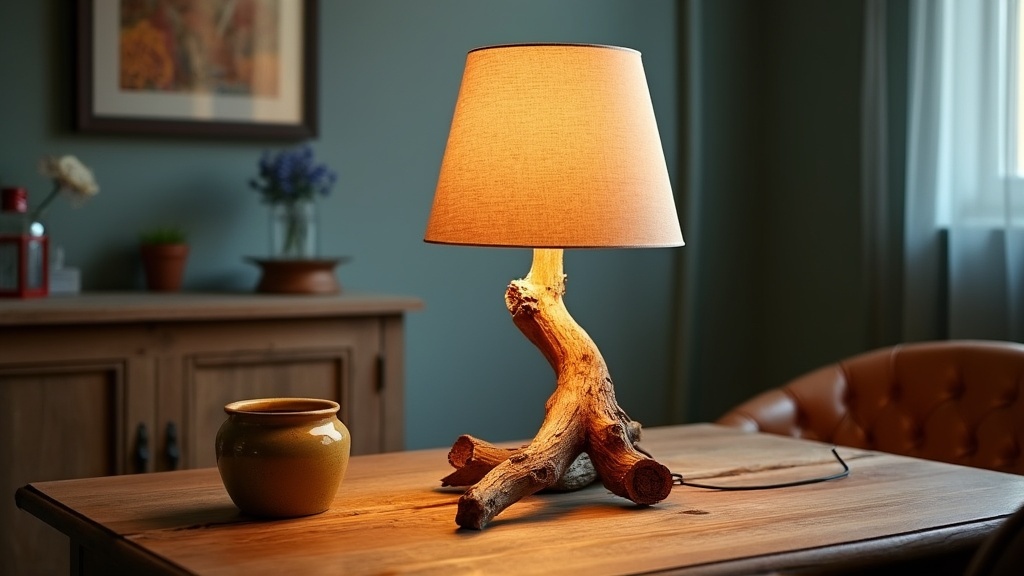 fabriquer une lampe avec une branche de bois