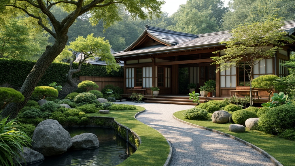 petit jardin japonais devant maison