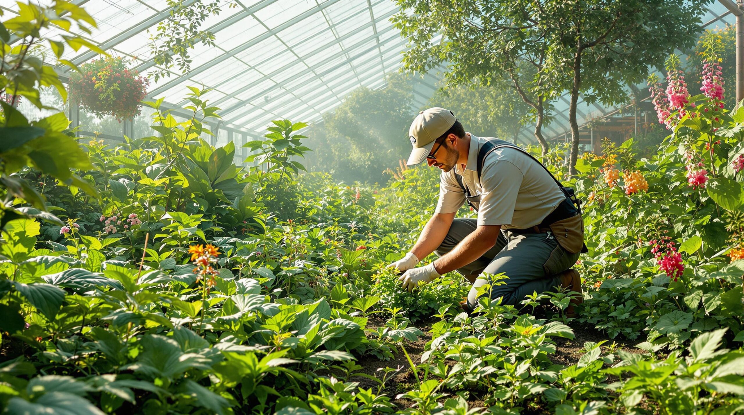 travailler dans les plantes vertes