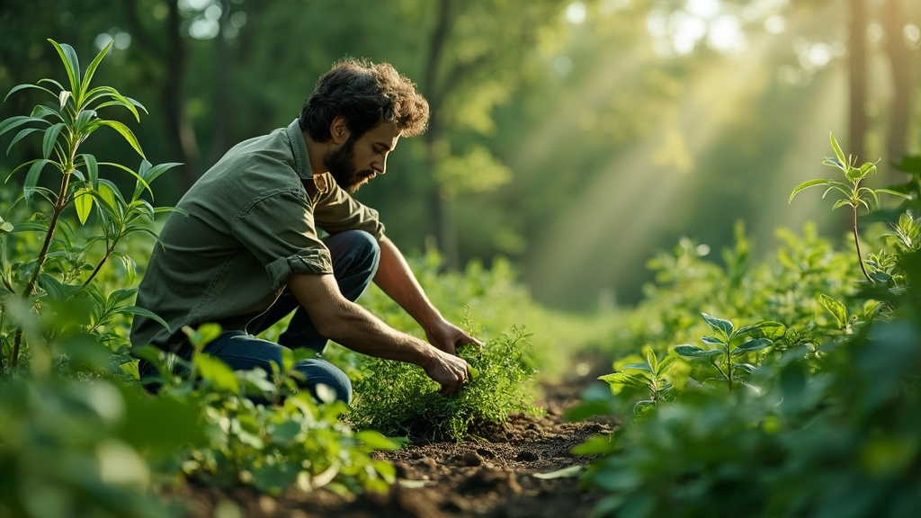 travailler dans les plantes vertes