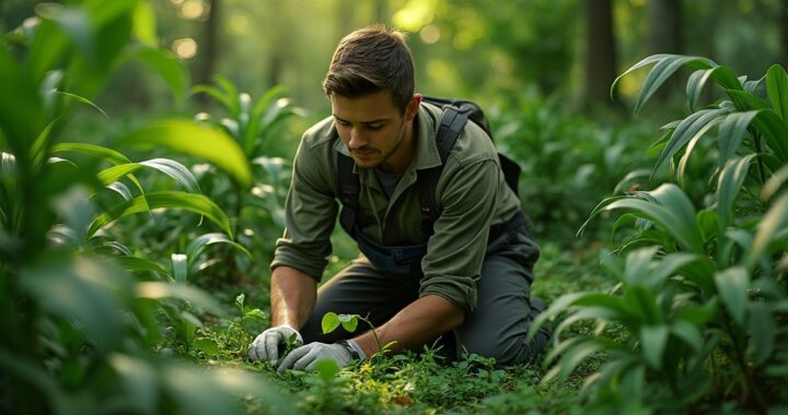 travailler dans les plantes vertes